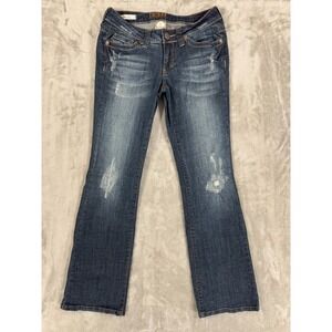 Decree Jeans Juniors‎ 7 Bootcut Flare Ripped Low Rise Flap Pockets Western Y2K